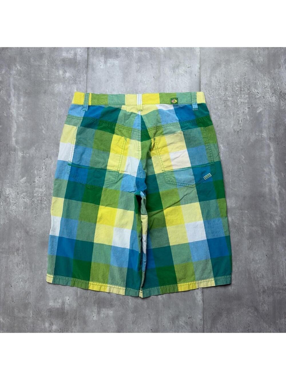 Y2K Green Enyce Grunge Skater Plaid Baggy Shorts